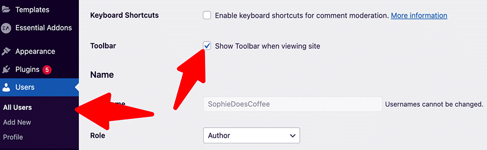 WordPress Dashboard - Users