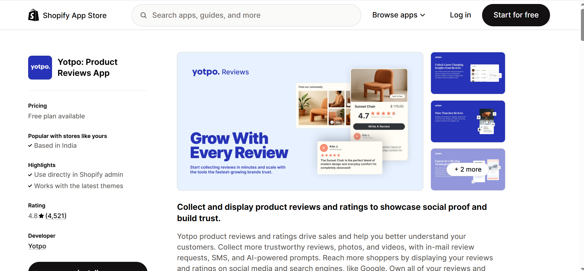 Yotpo App for Shopify Product Reviews