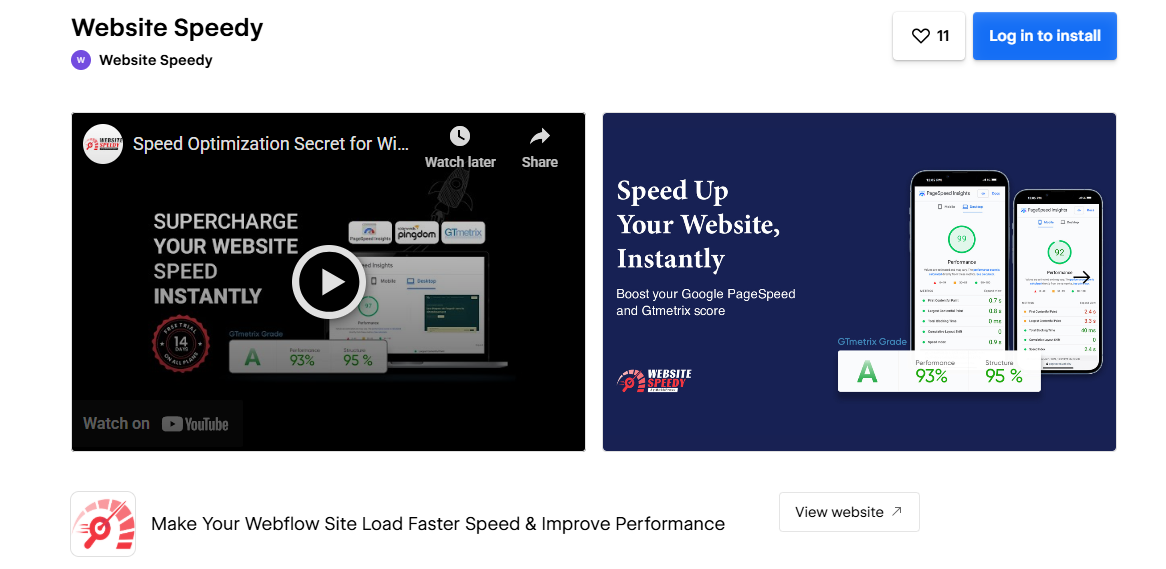 Website Speedy Webflow App