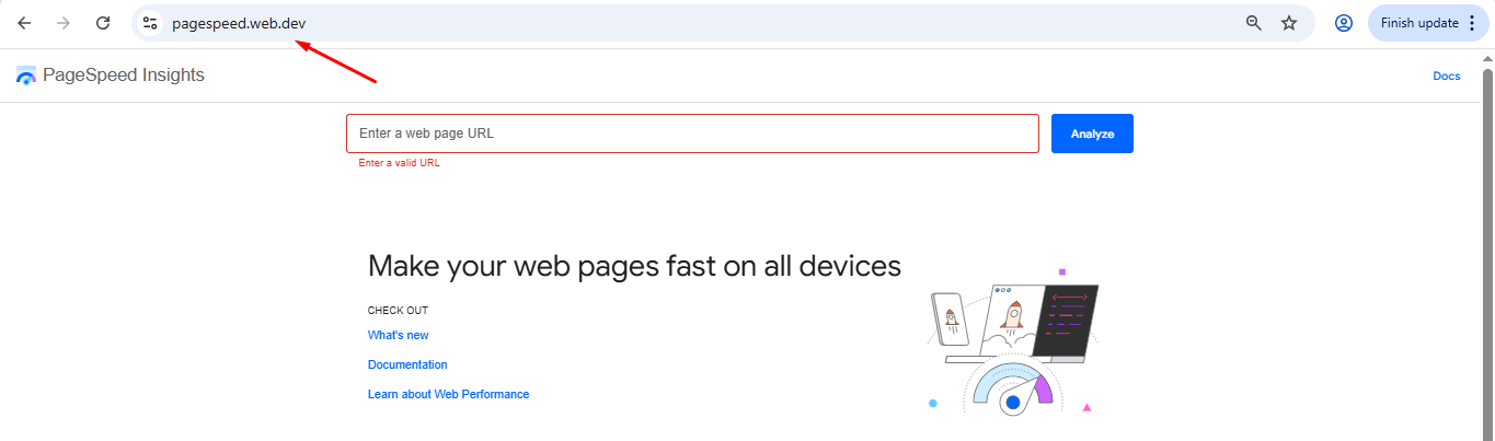 Visit Google Pagespeed Insights