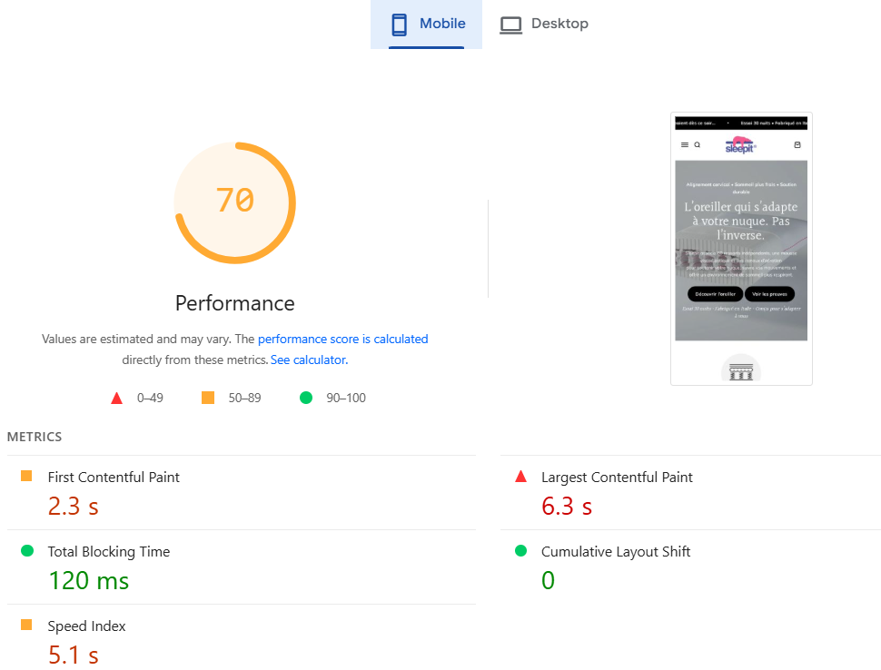 Review Mobile results and Core Web Vitals metrics